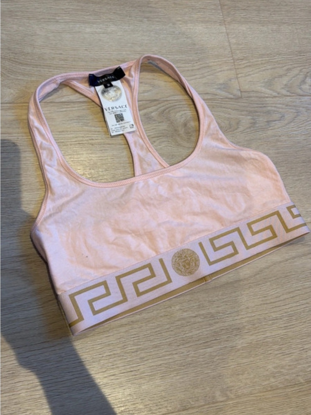 Versace Light Pink Racerback Logo Bralette